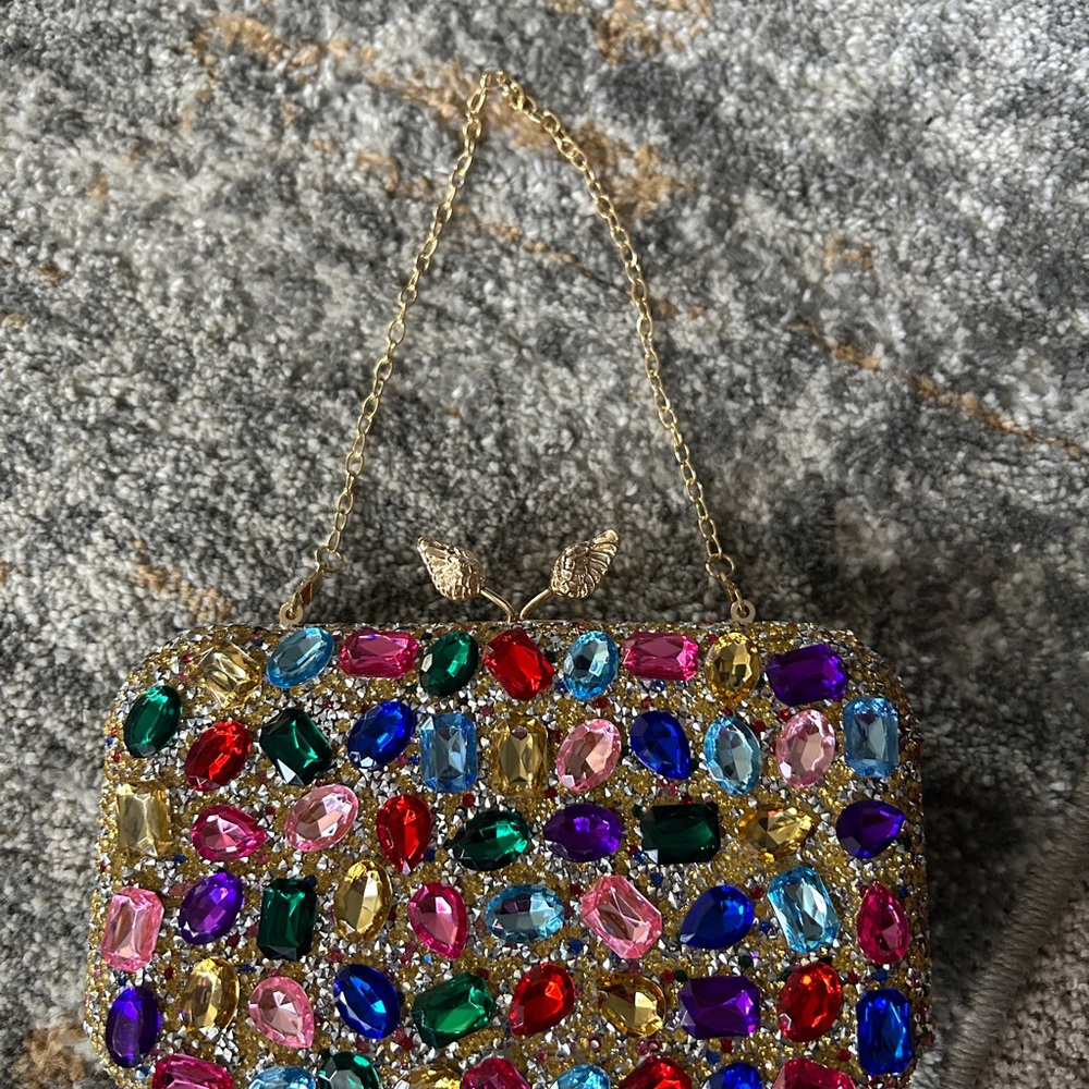 Red and Pink Clutch with Jewel Embellishments